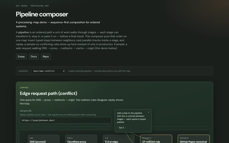 Pipeline composer screenshot