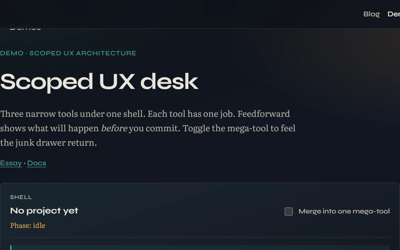 Scoped UX desk screenshot