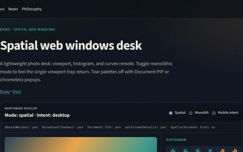 Spatial web windows desk screenshot