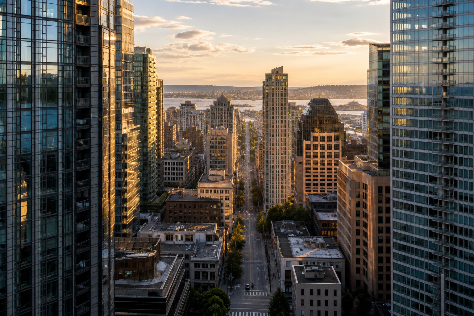 City street canyon as circulation under skyscrapers