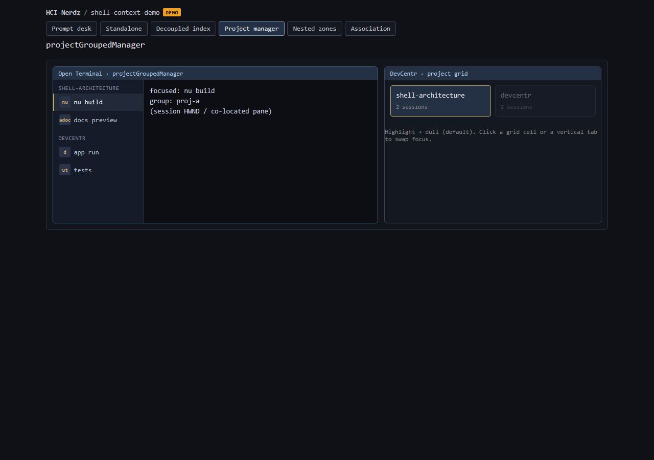 Manager focus linked to highlighted DevCentr grid cell